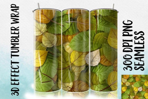 3D Birch Leaf Tumbler Wrap 3: A Versatile Design for Sublimation Projects