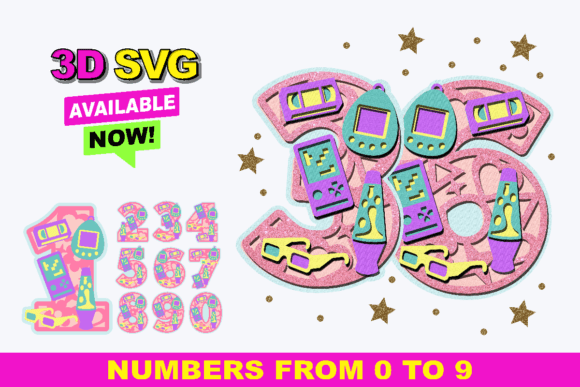 Back to the 90s Numbers 3D SVG: Creative Uses & Ideas
