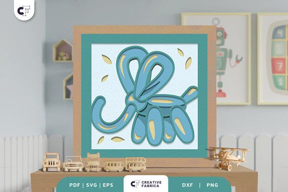 Balloon Elephant 3D Shadow Box SVG β A Wholesome Birthday Ornament for Creative Souls