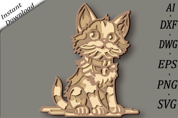 Cat Multilayer 3D SVG Little Cat Design