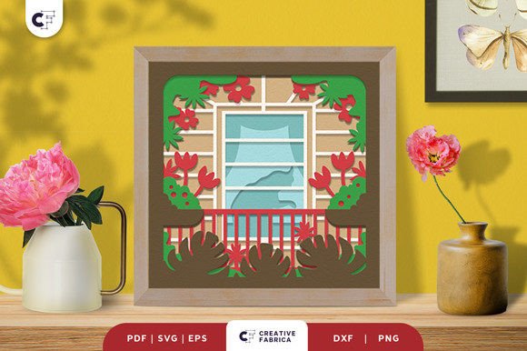 Floral Spring Balcony 3D Papercut SVG: A Timeless Addition to Home and Craft Projects