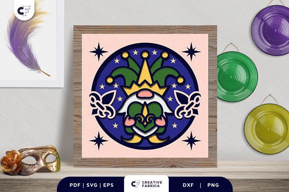 Gnome Mardi Gras 3D Shadow Box Brings Festive Flair to Your Space