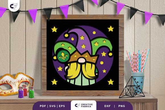 Gnome with Jester Hat 3D Paper Cut SVG: A Festive and Creative Craft Project