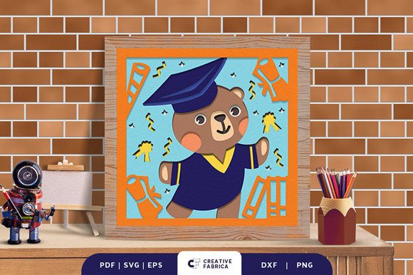 Graduating Bear 3D Paper Cut SVG for Creative Celebrations