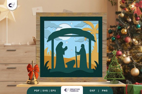 Nativity Scene 3D Light Box SVG