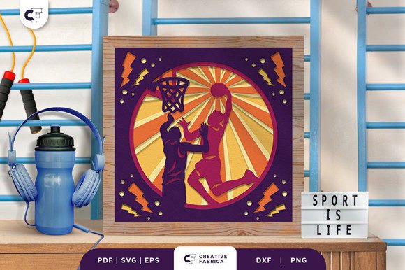 Slam Dunk 3D Shadow Box Paper Cut SVG