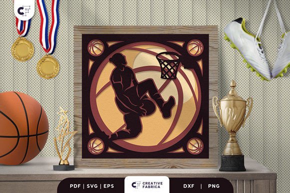 Slam Dunk Basketball 3D Shadow Box SVG: A Dynamic Creative Tool for Sports Enthusiasts