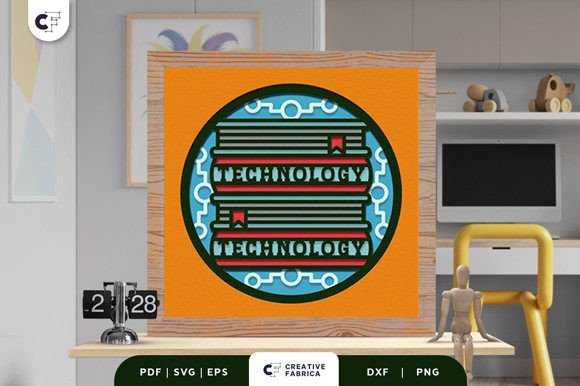Technology Book Stack 3D Shadow Box: A Modern Classroom Statement