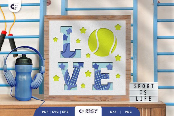 Tennis LOVE 3D Shadow Box Papercut – A Unique Way to Celebrate the Sport