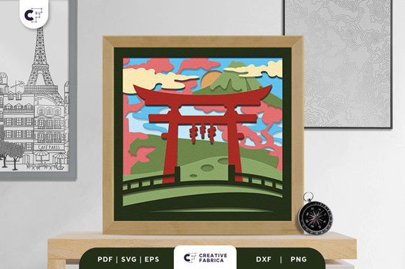 Torii Gate Landscape 3D Layered Papercut