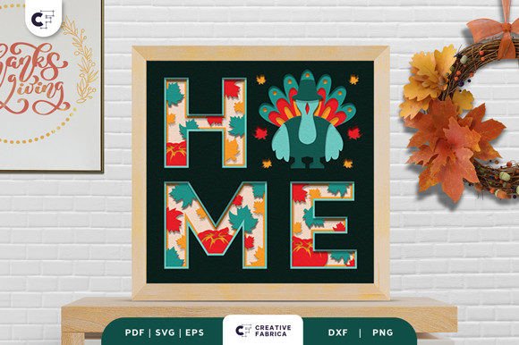 Turkey HOME 3D Light Box Paper Cut: A Thematic Maple Leaves Decoration for Holiday Cheer