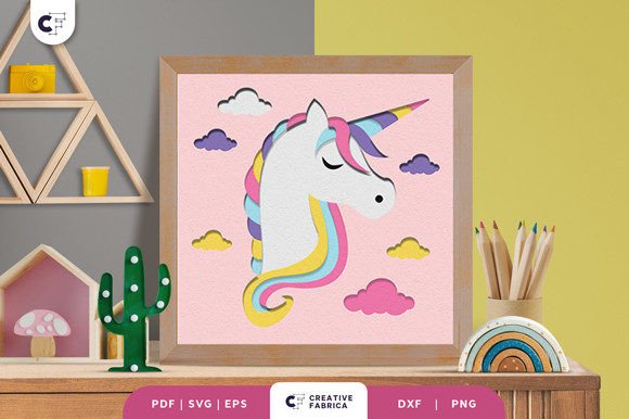 Unicorn Head 3D Layered Paper Cut: A Magical Addition to Your Home Decor