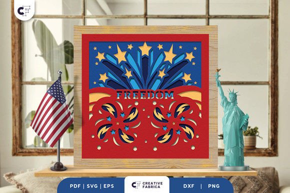 USA 4th of July Firework 3D Paper Cut