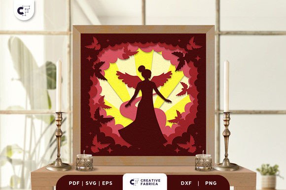 Woman with Wings 3D Shadow Box SVG – A Heartfelt Memorial Craft Design